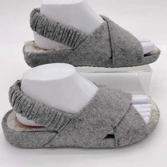 Cole Haan Women’s Size 7.0 Gray Mojave Criss-Cross Wool Comfy Slingback Slippers - Picture 4 of 8